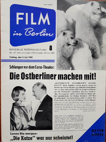 FILM IN BERLIN magazine side cover Issue 8 3 July 1959
