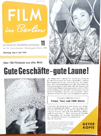 FILM IN BERLIN magazine side cover Issue 11 6 July 1959