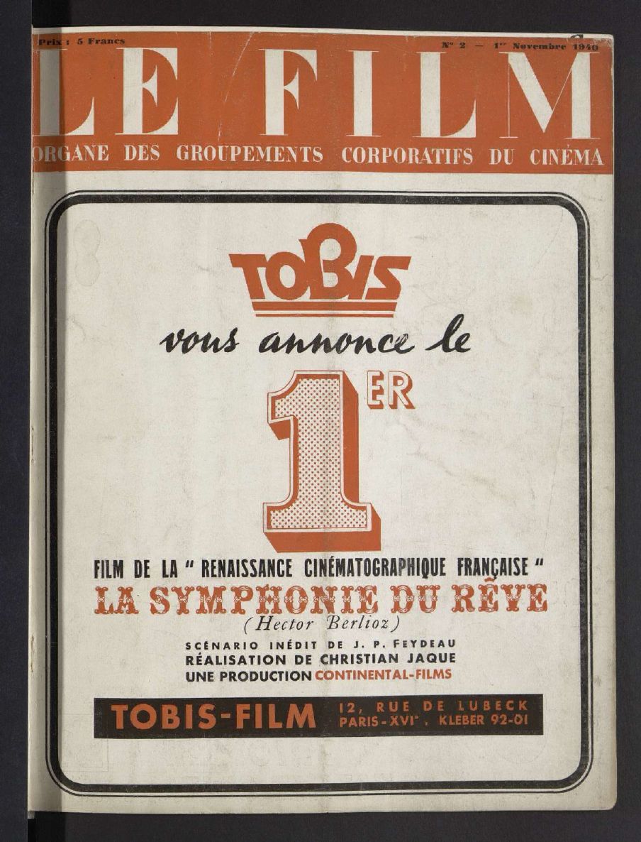 FILM | LE (40s) magazine side cover Issue 2 1 November 1940