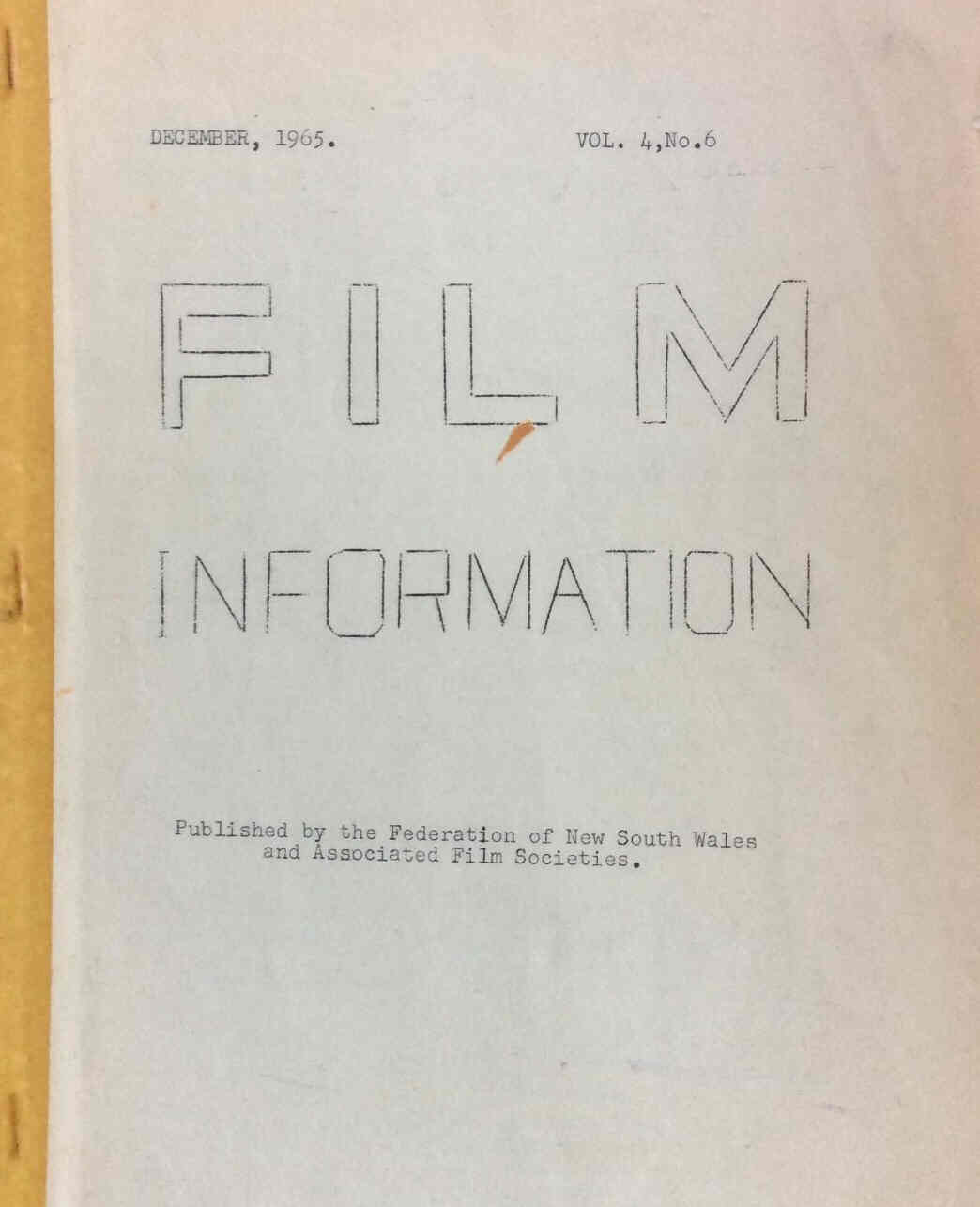 FILM INFORMATION magazine side cover December 1965