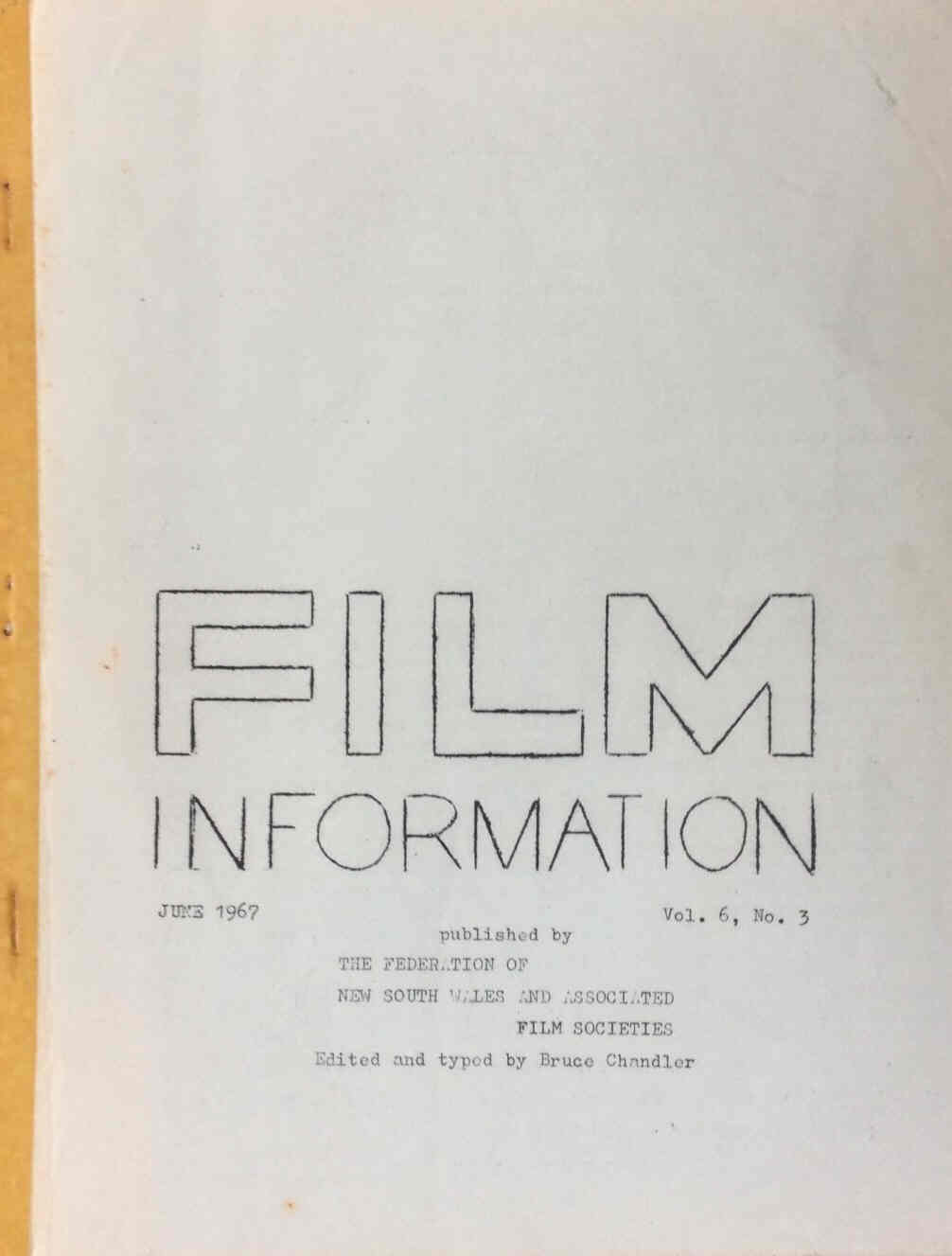 FILM INFORMATION magazine side cover June 1967