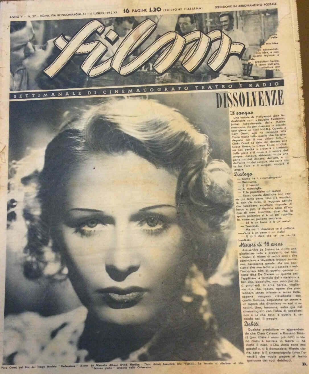 FILM (1938-50) magazine side cover Issue 27 4 July 1942