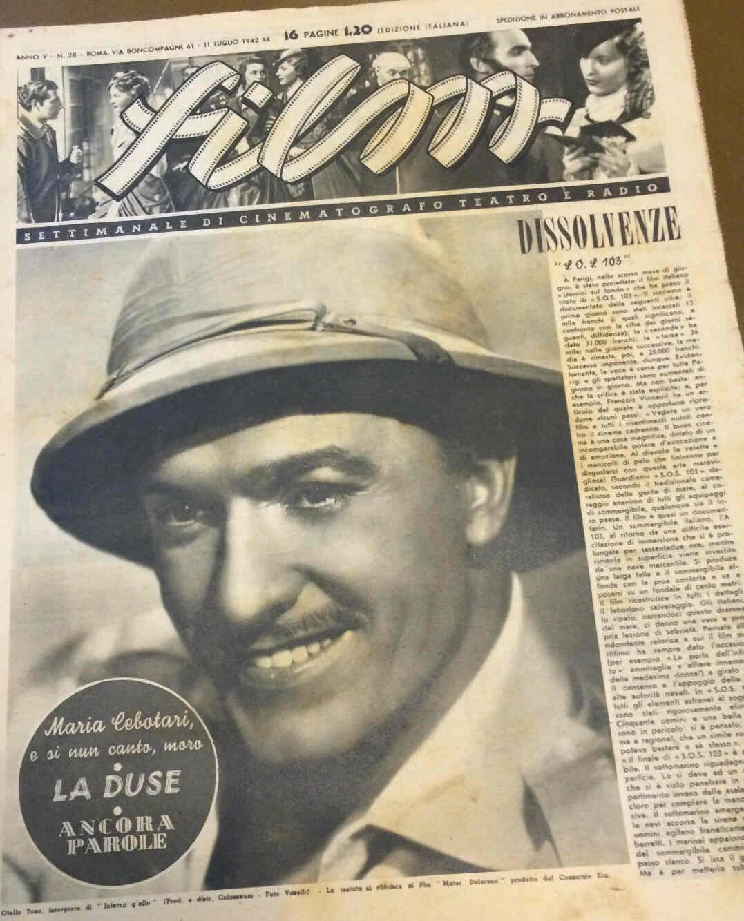 FILM (1938-50) magazine side cover Issue 28 11 July 1942