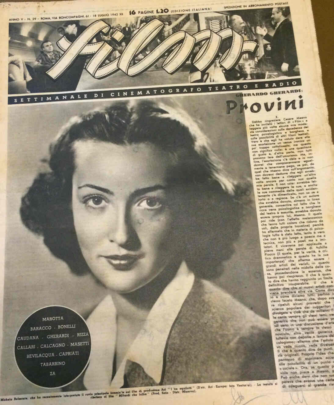 FILM (1938-50) magazine side cover Issue 29 18 July 1942
