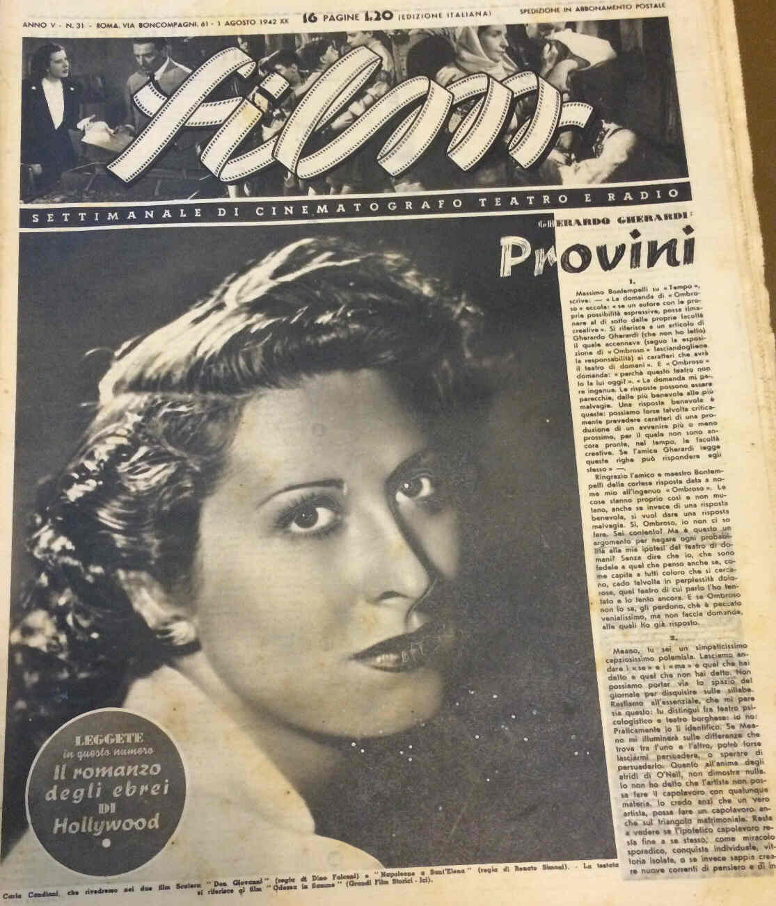 FILM (1938-50) magazine side cover Issue 31 1 August 1942