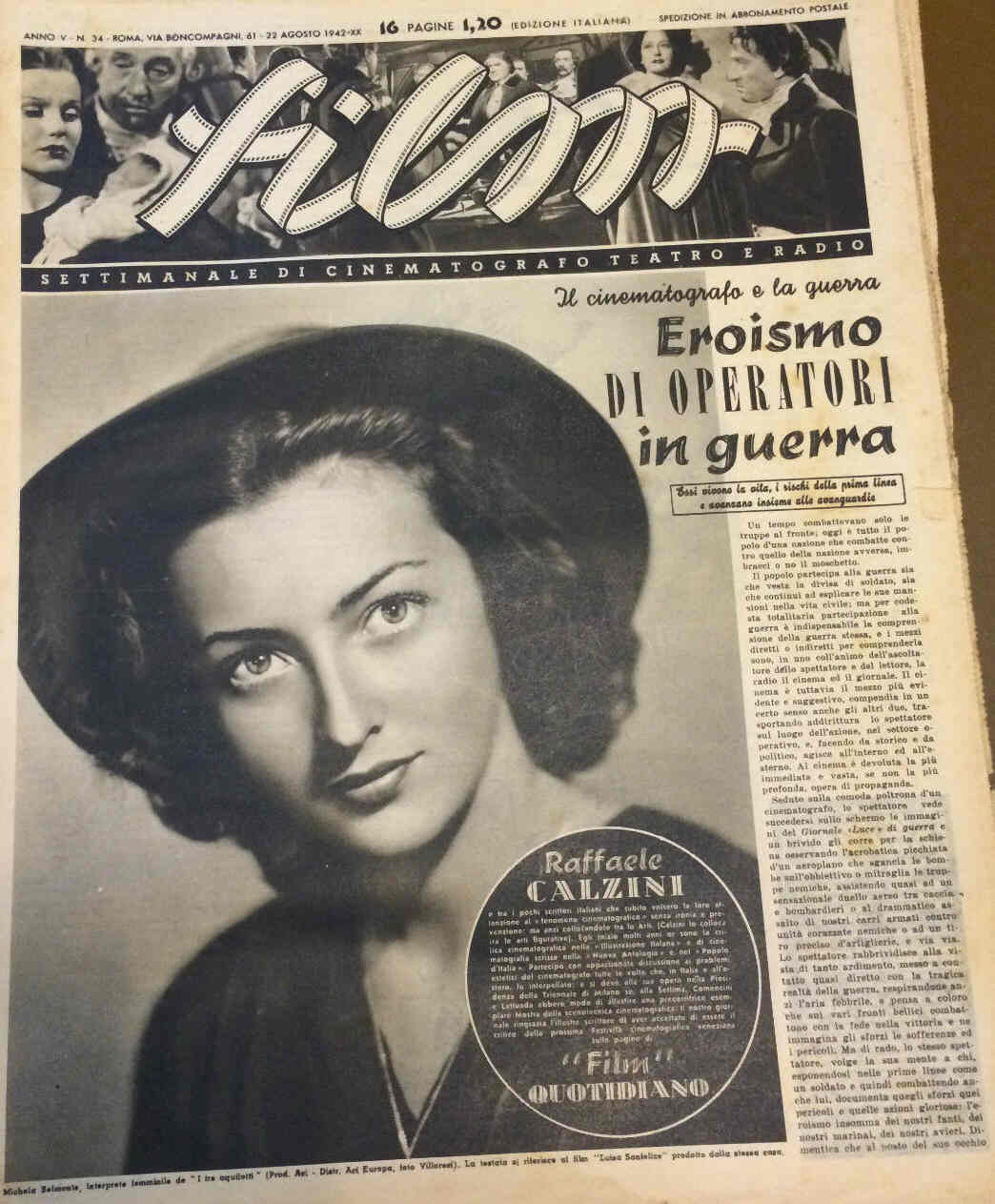 FILM (1938-50) magazine side cover Issue 34 22 August 1942