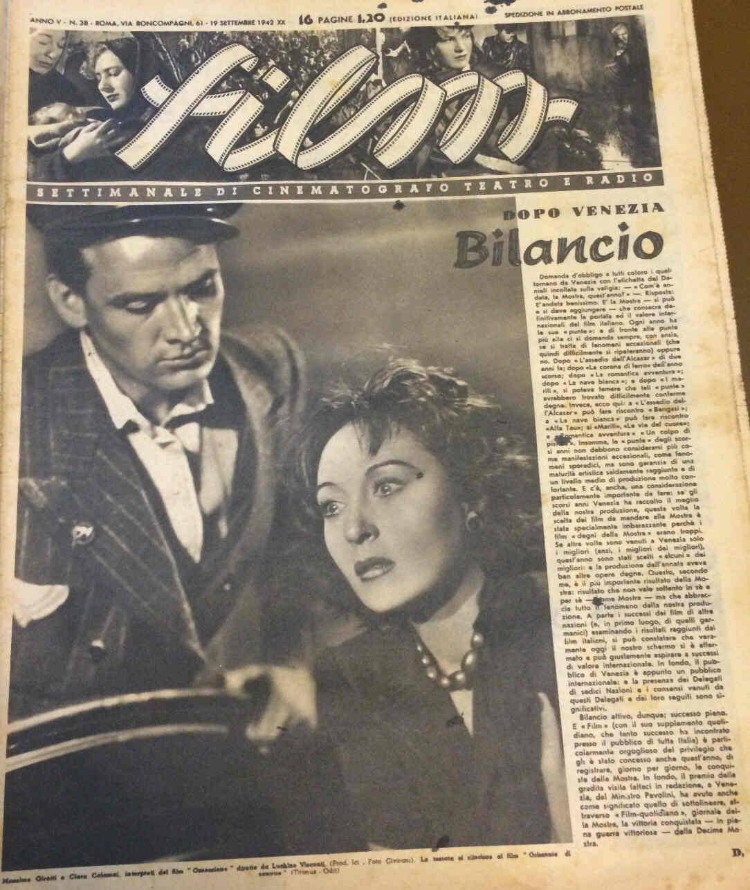 FILM (1938-50) magazine side cover Issue 38 19 September 1942