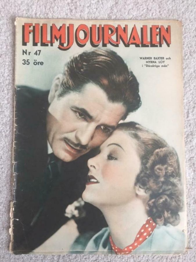 FILMJOURNALEN magazine side cover Issue 47 22 November 1936