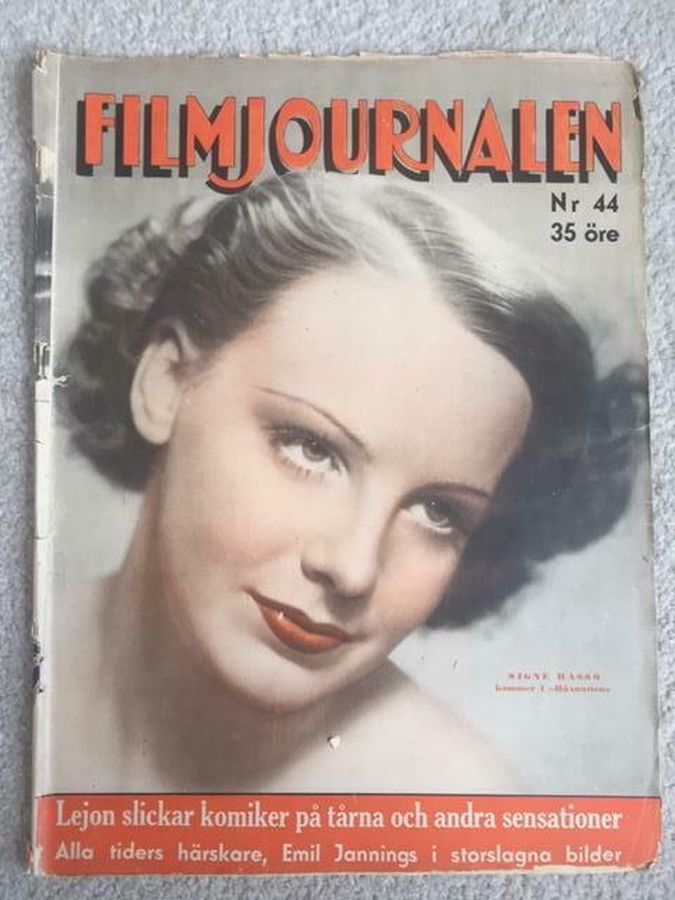 FILMJOURNALEN magazine side cover Issue 44 31 October 1937