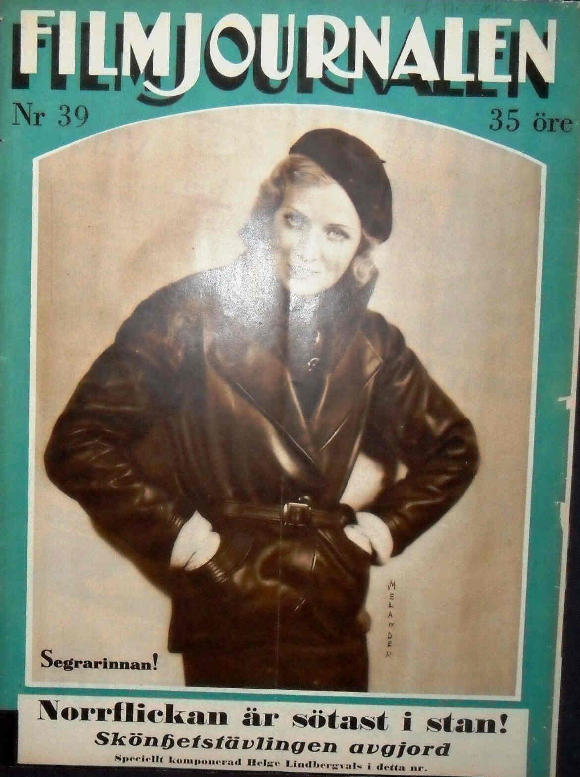 FILMJOURNALEN magazine side cover Issue 39  1932