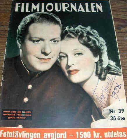 FILMJOURNALEN magazine side cover Issue 39  1938