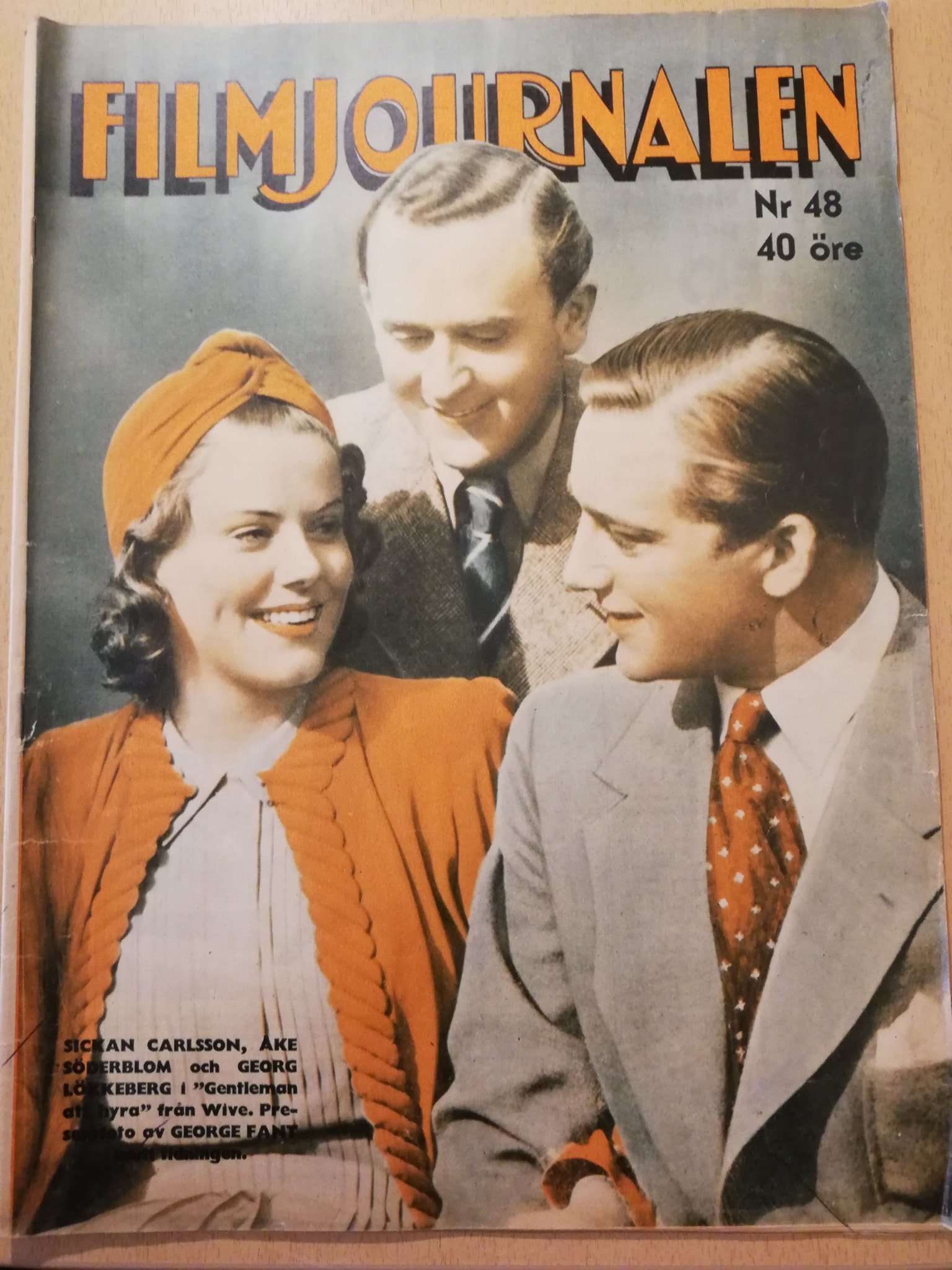 FILMJOURNALEN magazine side cover Issue 48  1940