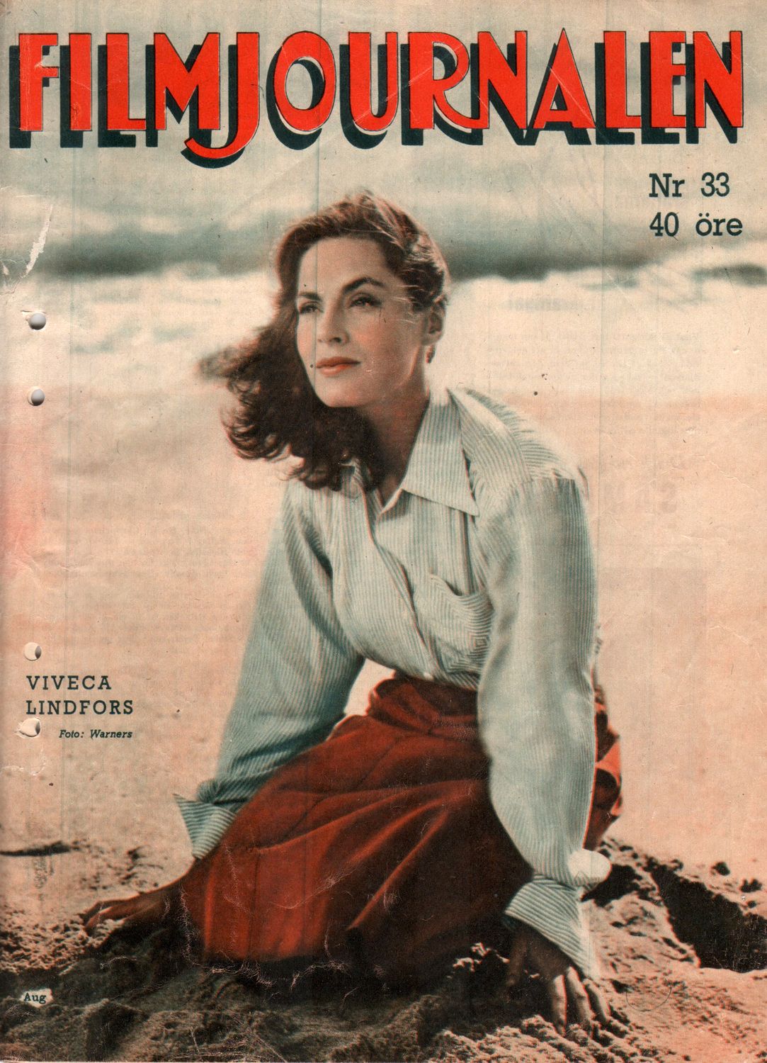 FILMJOURNALEN magazine side cover Issue 33  1947