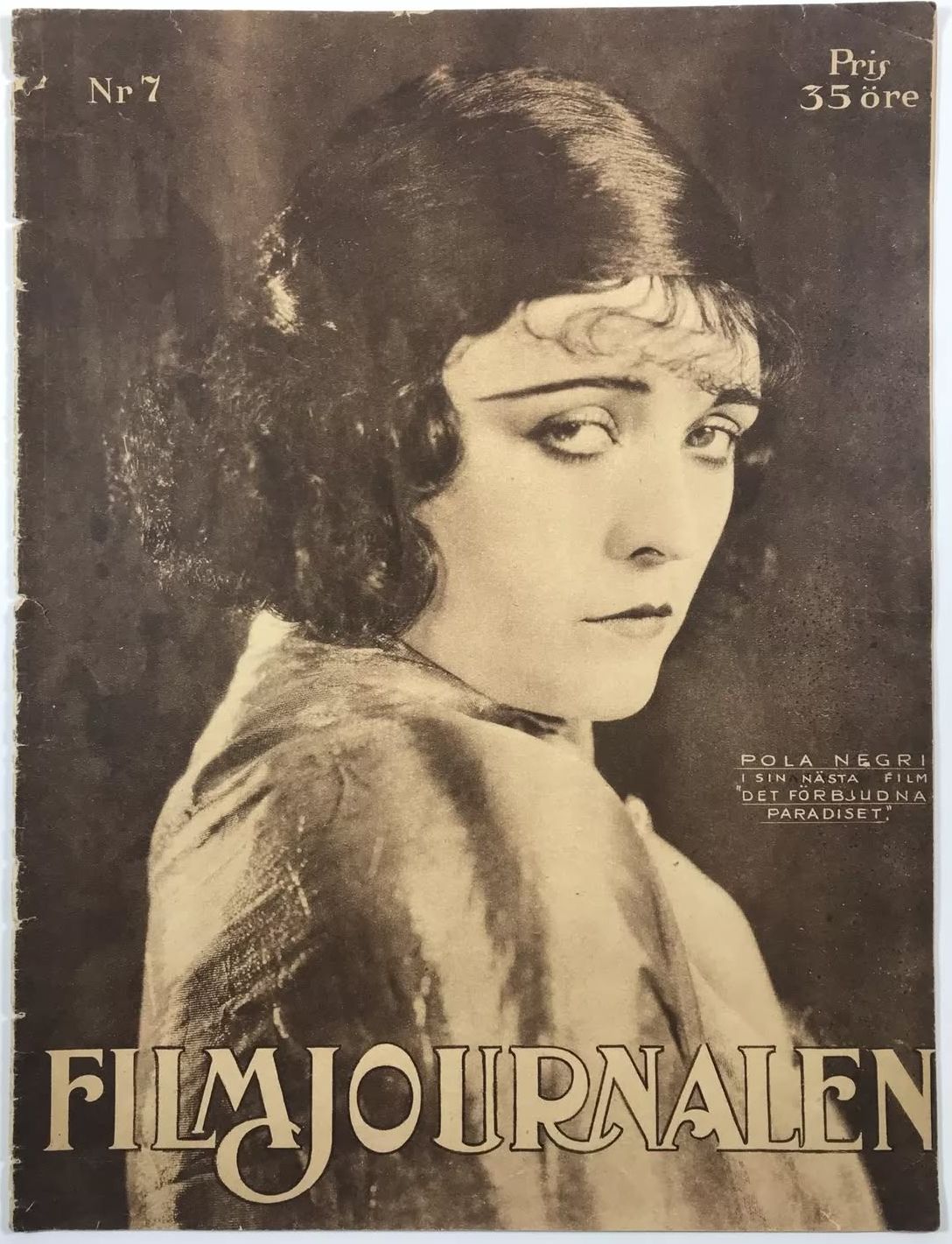 FILMJOURNALEN magazine side cover Issue 7 22 February 1925