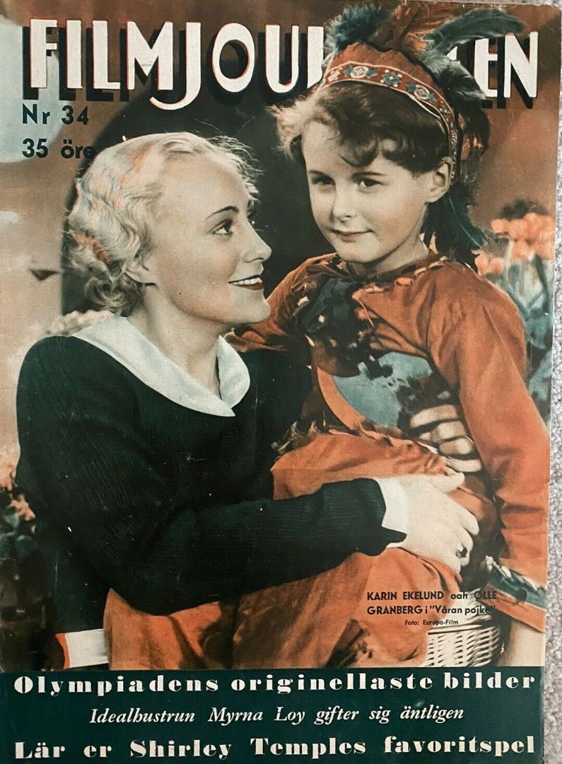FILMJOURNALEN magazine side cover Issue 34 16 August 1936