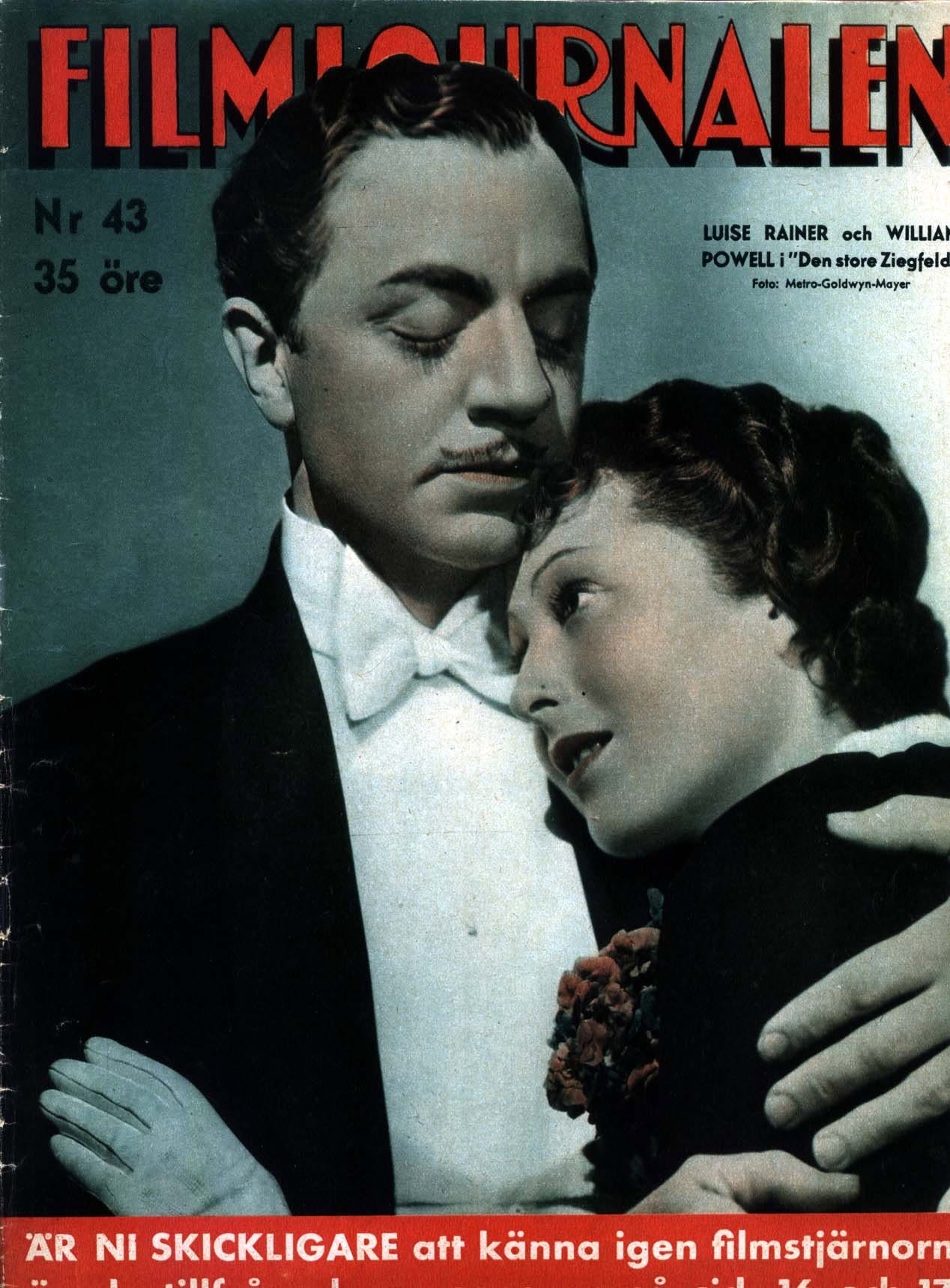 FILMJOURNALEN magazine side cover Issue 43  Vol 18 No  11 25 October 1936