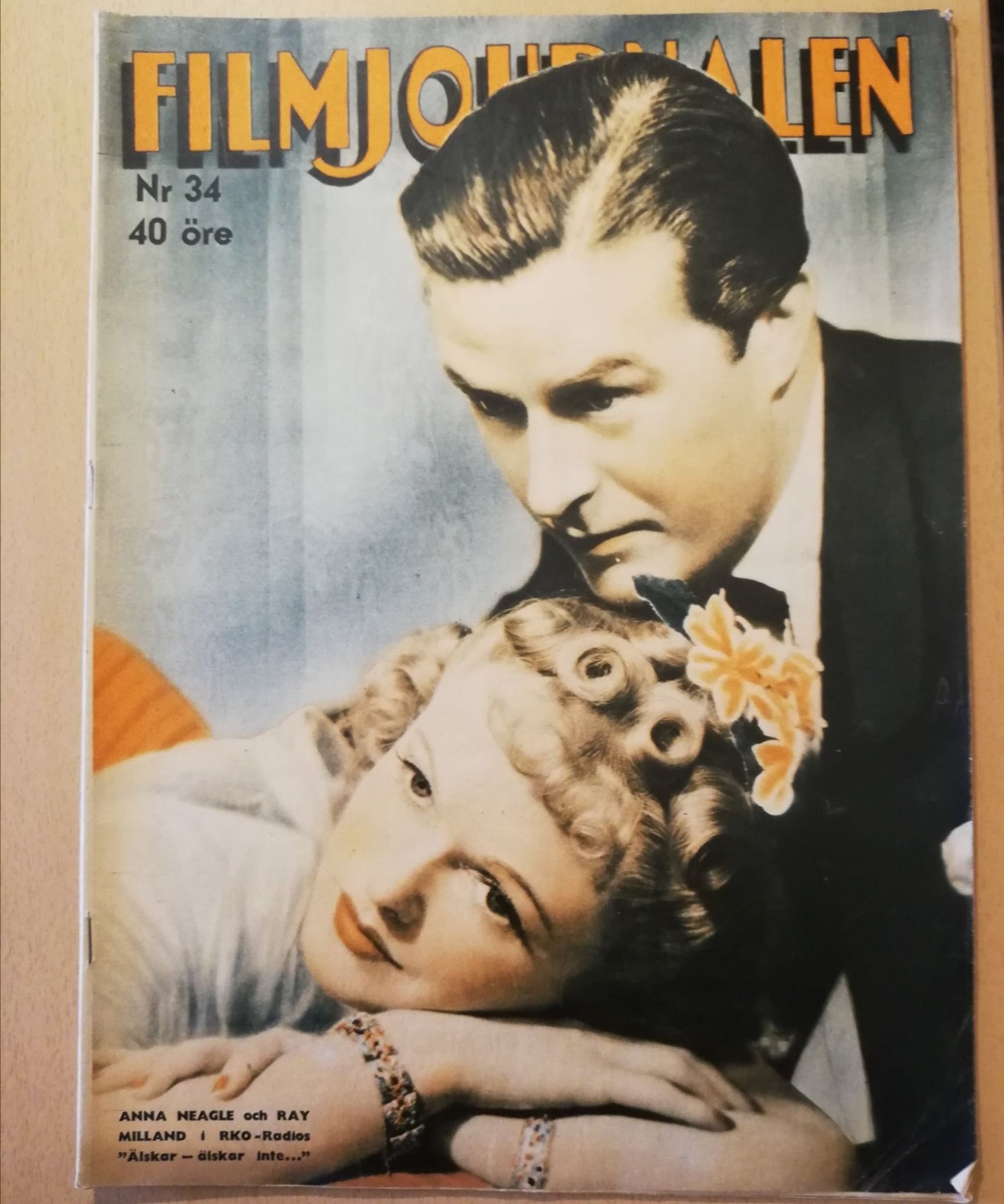 FILMJOURNALEN magazine side cover Issue 34   1940