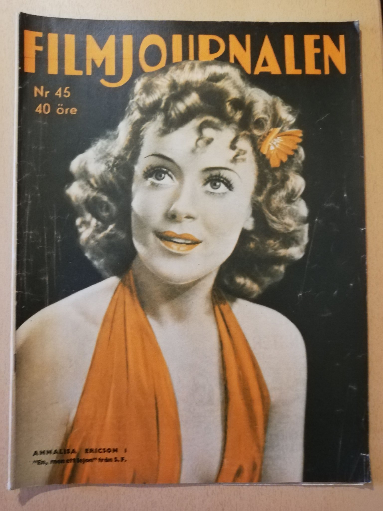 FILMJOURNALEN magazine side cover Issue 45   1940
