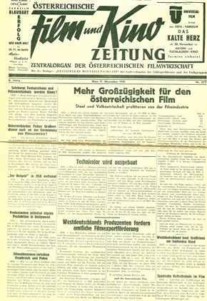 OSTERREICHISCHE FILM UND KINO ZEITUNG magazine side cover  Vol 6 No 277  