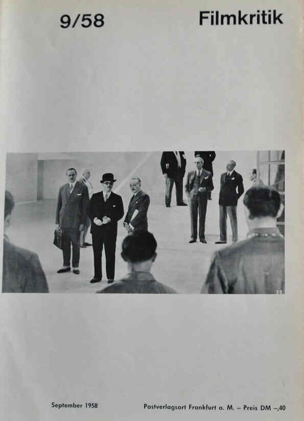 FILMKRITIK magazine side cover Issue 9 September 1958
