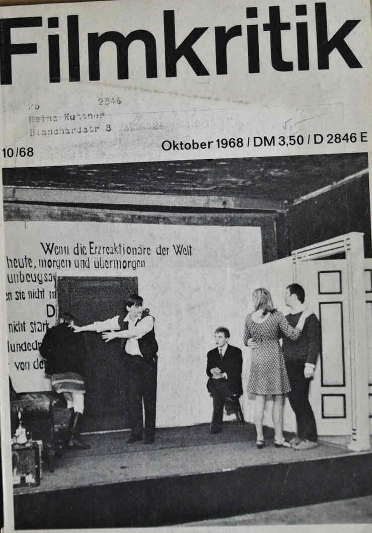 FILMKRITIK magazine side cover Issue 10 October 1968