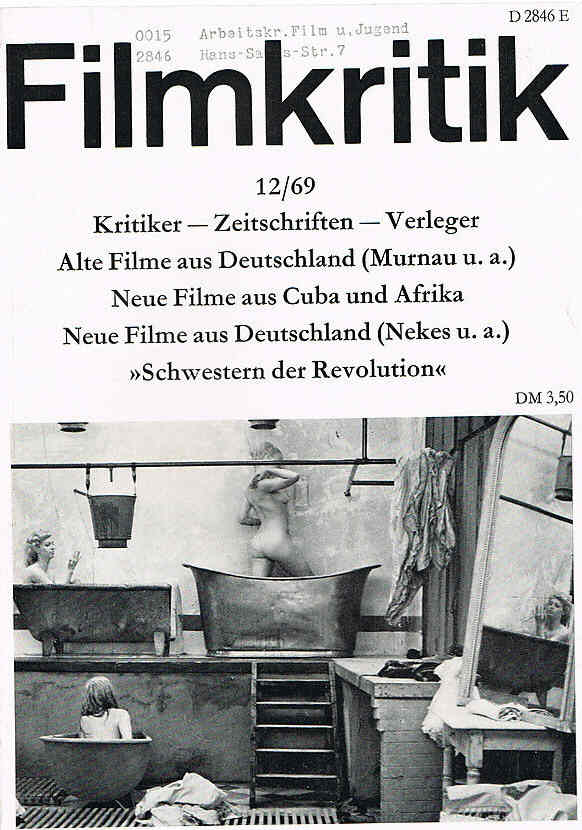 FILMKRITIK magazine side cover Issue 12 December 1969