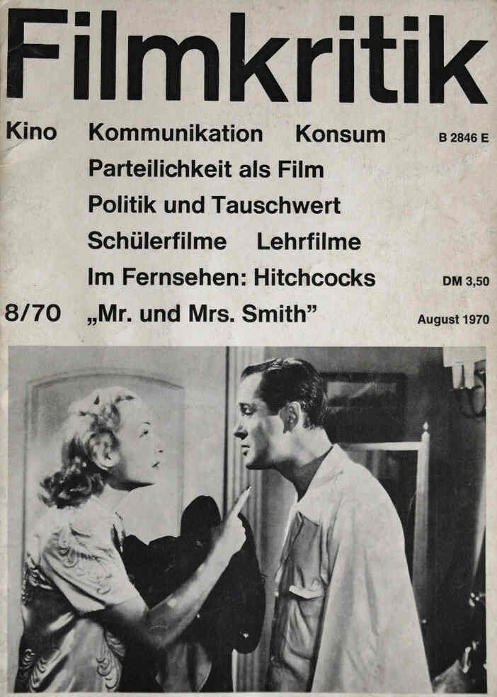 FILMKRITIK magazine side cover Issue 8 August 1970