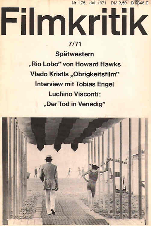 FILMKRITIK magazine side cover Issue 175 July 1971