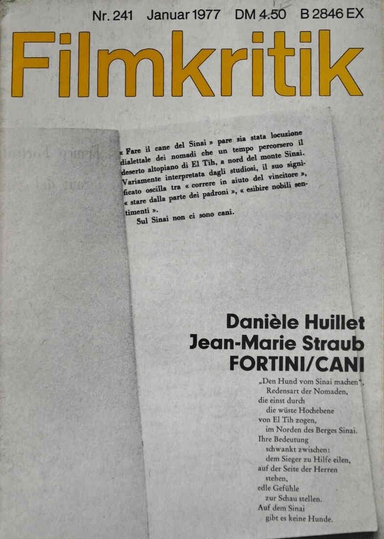 FILMKRITIK magazine side cover Issue 241 January 1977