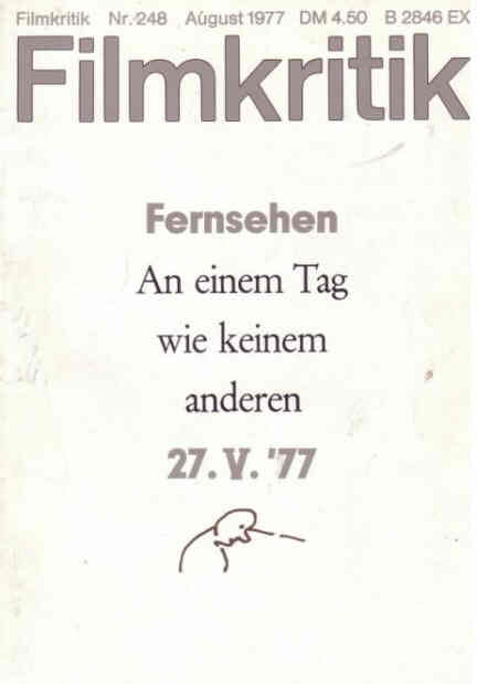 FILMKRITIK magazine side cover Issue 248 August 1977