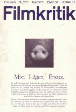 FILMKRITIK magazine side cover Issue 257 May 1978
