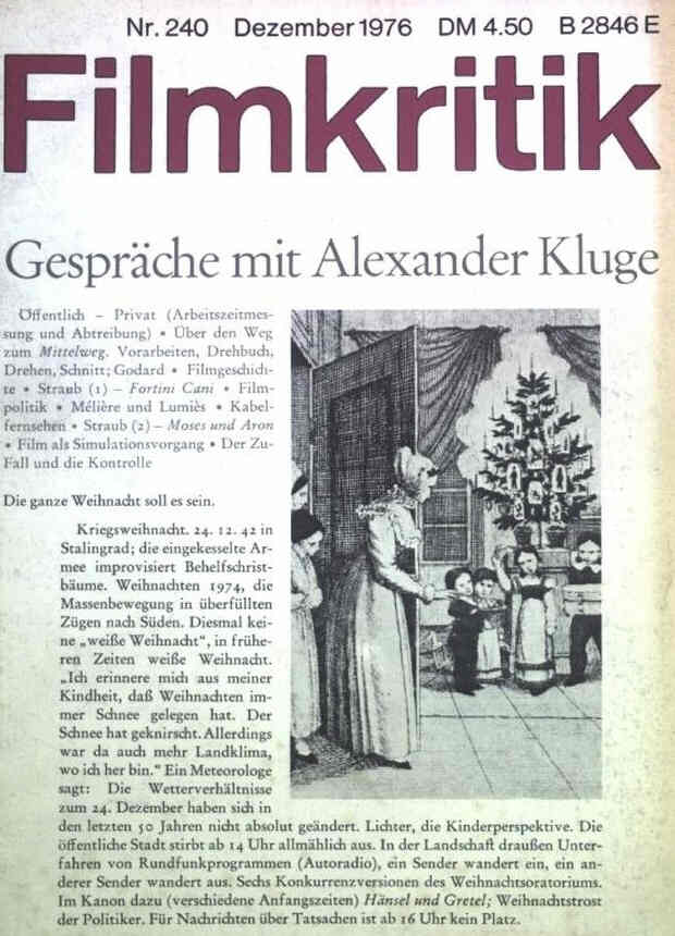 FILMKRITIK magazine side cover Issue 240 December 1976
