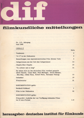 FILMKUNDLICHE HEFTE magazine side cover  Vol 2 No 2  1969