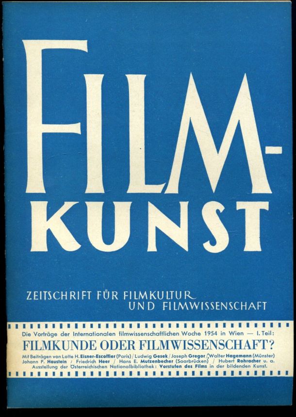 FILMKUNST magazine side cover Issue 15 December 1954