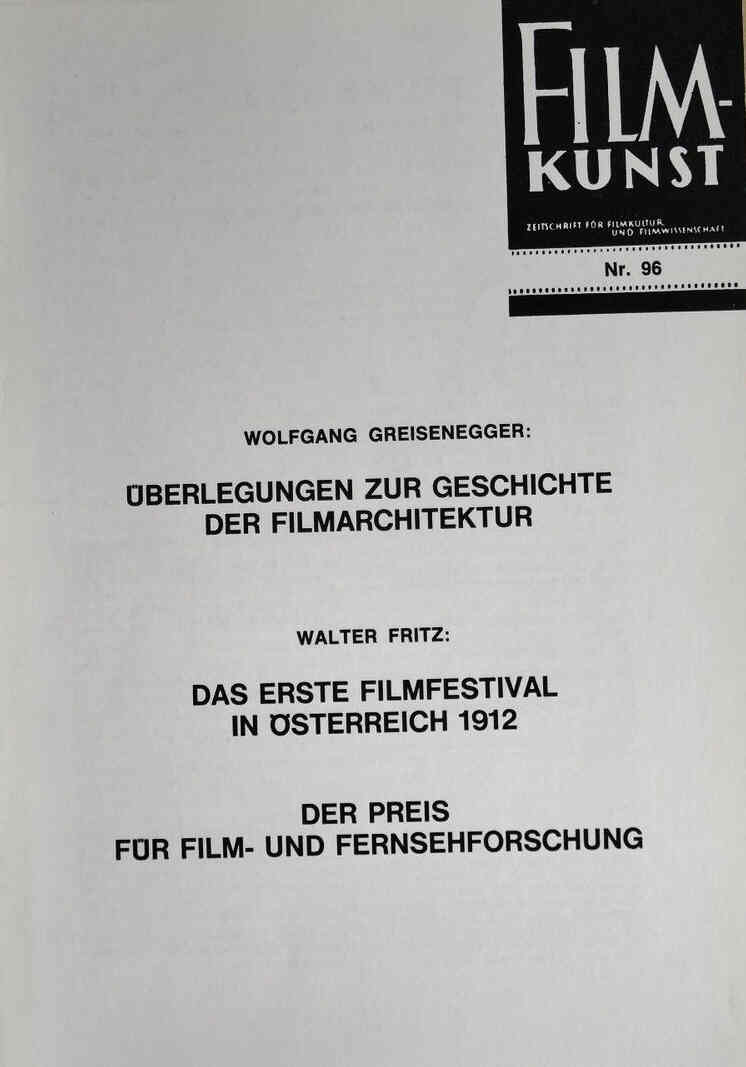 FILMKUNST magazine side cover Issue 96  1982