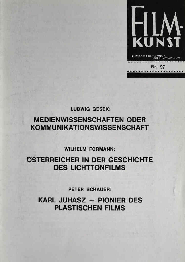 FILMKUNST magazine side cover Issue 97  1983