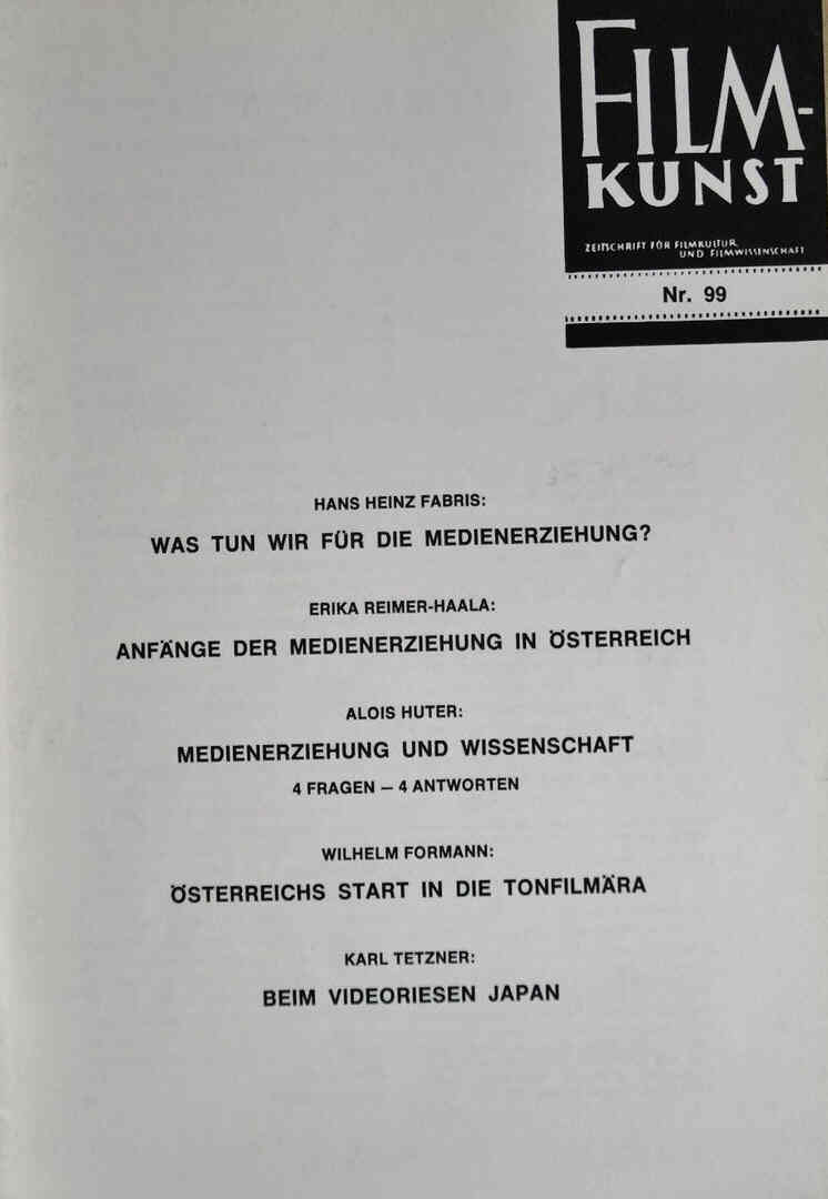 FILMKUNST magazine side cover Issue 99  1983