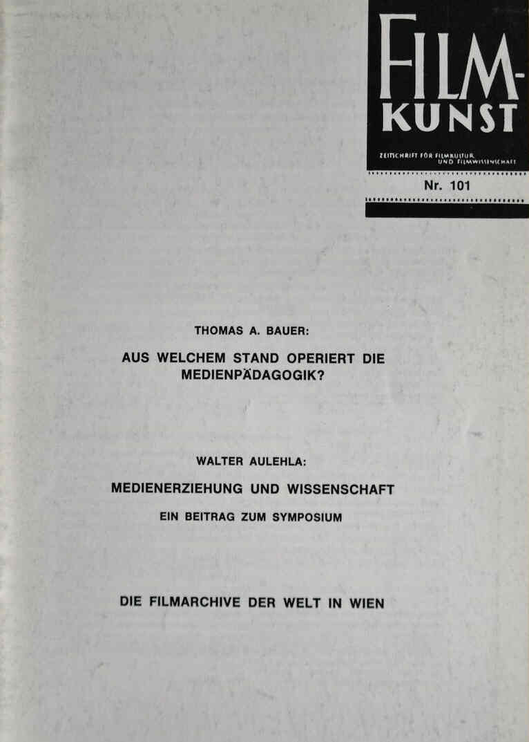 FILMKUNST magazine side cover Issue 101  1984