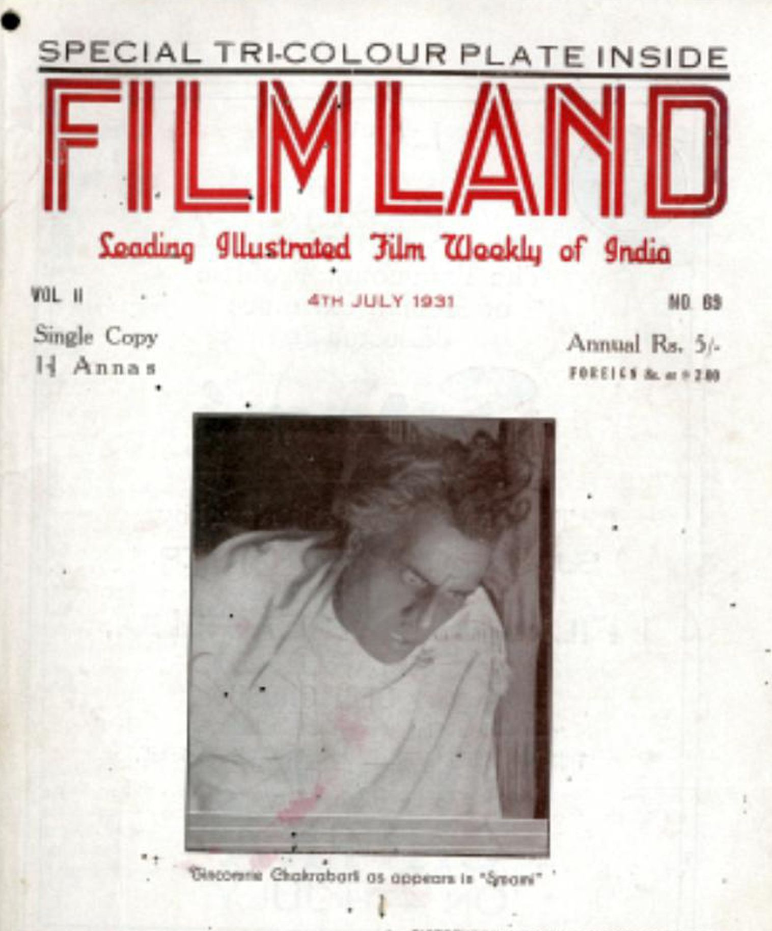 FILMLAND (IN) magazine side cover  Vol 2 No  63 4 July 1931