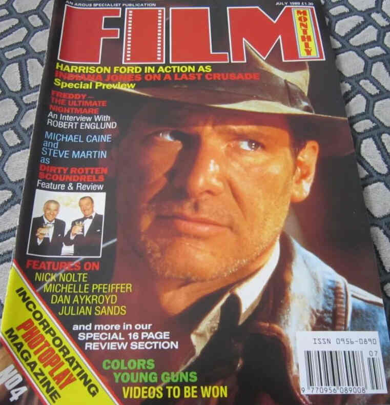 FILM MONTHLY magazine side cover July 1989