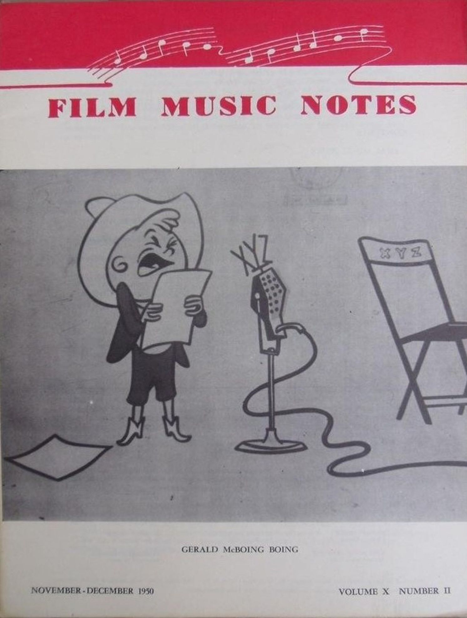 FILM MUSIC NOTES magazine side cover  Vol 10 No  2  November/December 1950