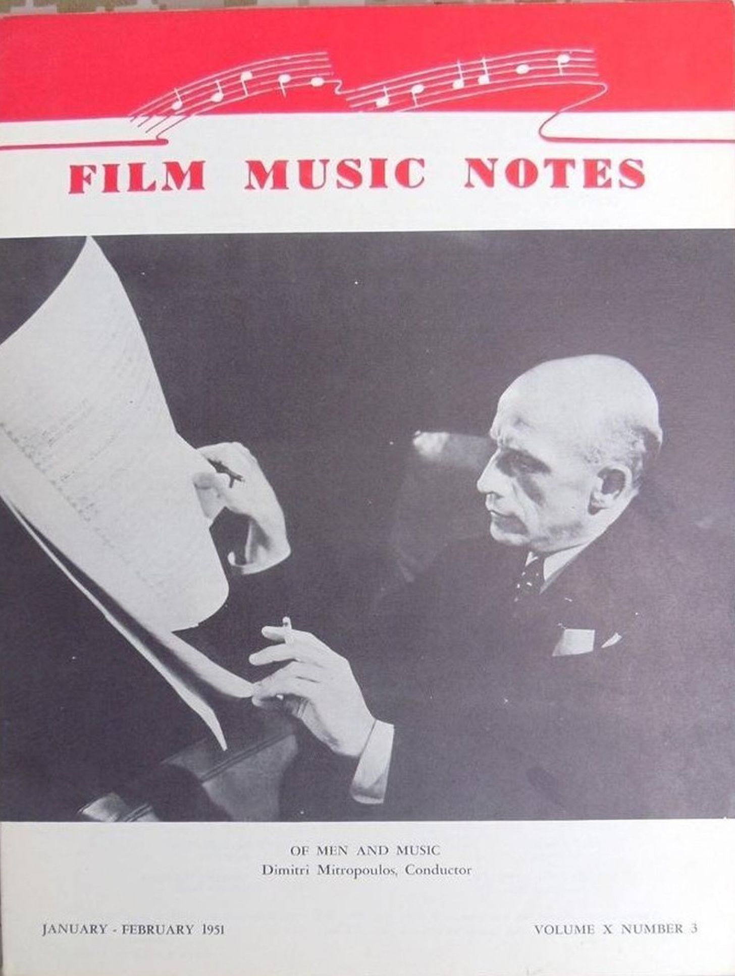 FILM MUSIC NOTES magazine side cover  Vol 10 No  3  January/February 1951