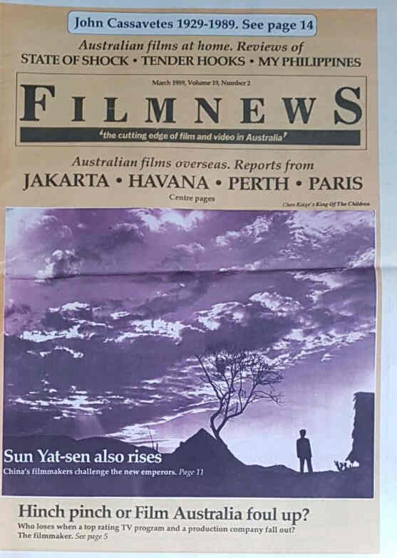 FILMNEWS magazine side cover  March 1989