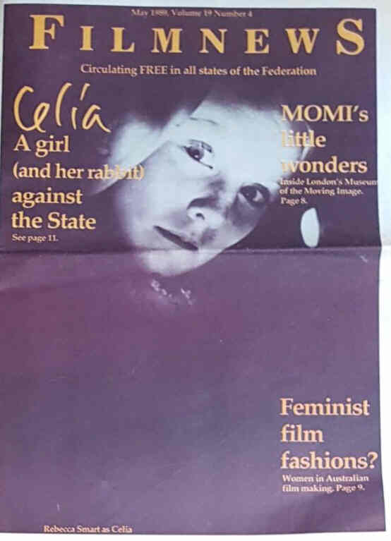 FILMNEWS magazine side cover  May 1989