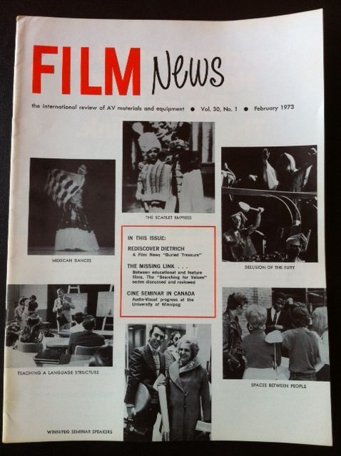 FILM NEWS (AV) magazine side cover  Vol 30 # 1 February 1973