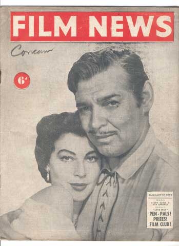 WEEKLY FILM NEWS/FILM NEWS magazine side cover 12 January 1952