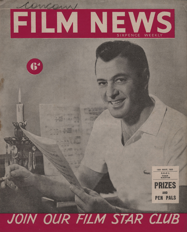 WEEKLY FILM NEWS/FILM NEWS magazine side cover  Vol 19 # 254 10 May 1952