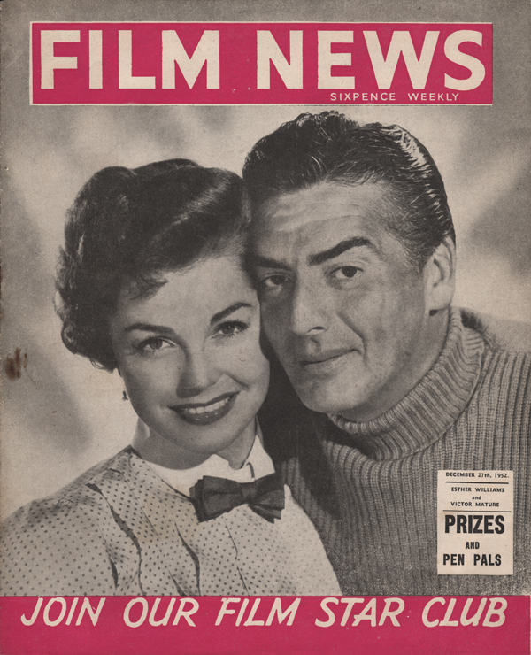 WEEKLY FILM NEWS/FILM NEWS magazine side cover  Vol 19 # 278 27 December 1952
