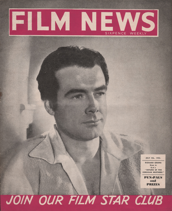 WEEKLY FILM NEWS/FILM NEWS magazine side cover  Vol 20 # 27 4 July 1953
