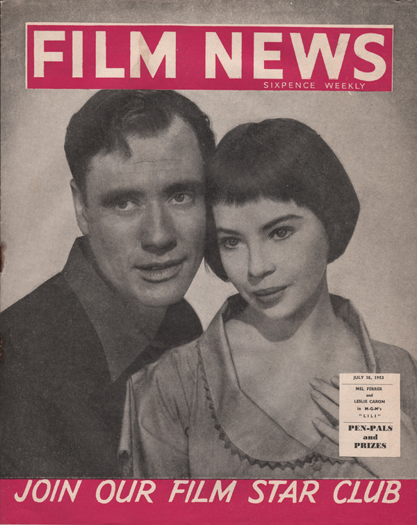 WEEKLY FILM NEWS/FILM NEWS magazine side cover  Vol 20 # 29 18 July 1953
